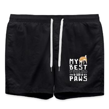 My best friend has paws Akita - Badeshorts - Schwarz - Vorne - AI Model Male 185 light (185cm)