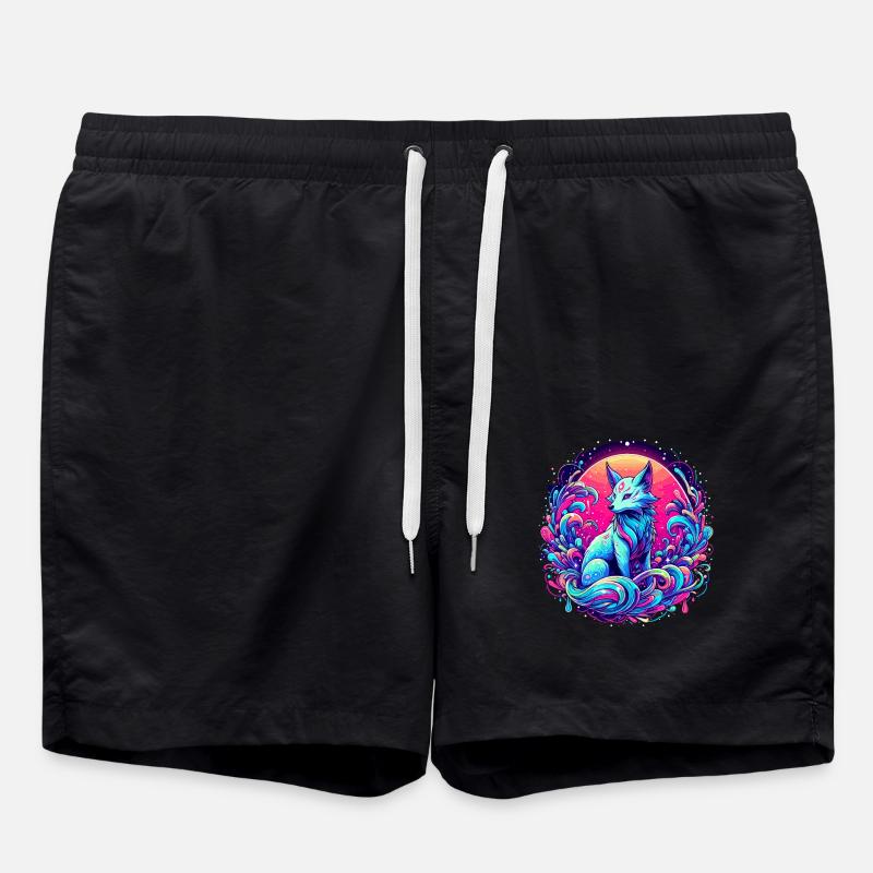 Fox Art Psychedelic - Swim Trunks - black