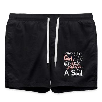 A girl a akita a soul - Badeshorts - Schwarz - Vorne - AI Model Male 185 light (185cm)