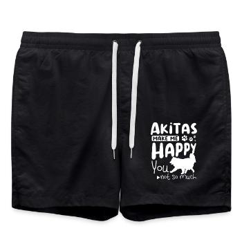 Akitas make my happy you not so much - Badeshorts - Schwarz - Vorne - AI Model Male 185 light (185cm)