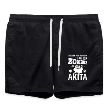 Push you in front of zombies to save my akita - Badeshorts - Schwarz - Vorne - AI Model Male 185 light (185cm)