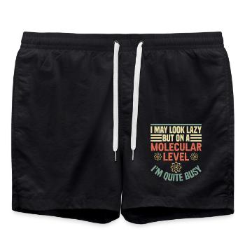 Biologist Science Nerd I May Look Lazy Funny - Swim Trunks - black - Front - AI Model Male 185 light (185cm)