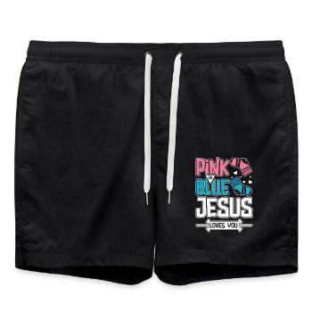 Pink or blue jesus loves you - Badeshorts - Schwarz - Vorne - AI Model Male 185 light (185cm)