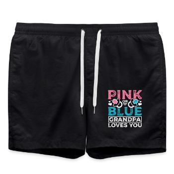 Pink or blue grandpa loves you - Badeshorts - Schwarz - Vorne - AI Model Male 185 light (185cm)