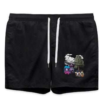 Witch Witches Halloween Construction Trailer - Swim Trunks - black - Front - AI Model Male 185 light (185cm)