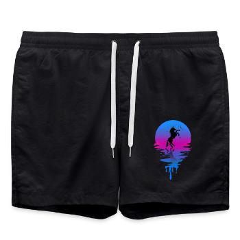 Coucher de soleil Licorne - Short de bain - noir - Devant - AI Model Male 185 light (185cm)
