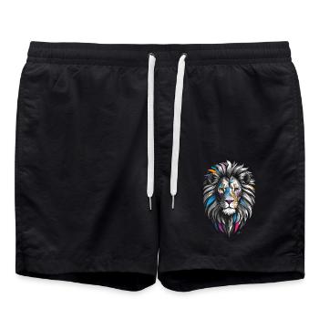 Geometrische Löwenfarben - Badeshorts - Schwarz - Vorne - AI Model Male 185 light (185cm)