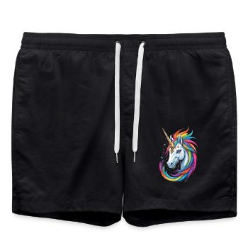 Buntes Einhorn - Badeshorts - Schwarz - Vorne - AI Model Male 185 light (185cm)