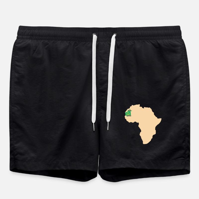 African map with Mauritania flag - Swim Trunks - black