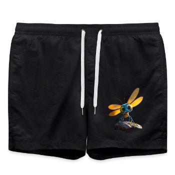 Libelle Dragonfly Bunte Flügel Süße Libellen - Badeshorts - Schwarz - Vorne - AI Model Male 185 light (185cm)