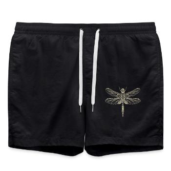 Libelle Dragonfly Bunte Flügel Süße Libellen - Badeshorts - Schwarz - Vorne - AI Model Male 185 light (185cm)