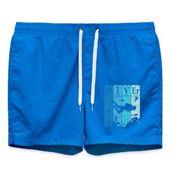 Scuba Diver Periodic Table Elements Retro - Swim Trunks - cobalt blue - Front