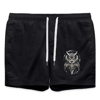 Yellow Owl - Geometric Symbol - Swim Trunks - black - Front - AI Model Male 185 light (185cm)