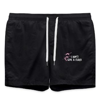 I Don't Give A Flock Funny Three Flamingo Bird - Badeshorts - Schwarz - Vorne - AI Model Male 185 light (185cm)