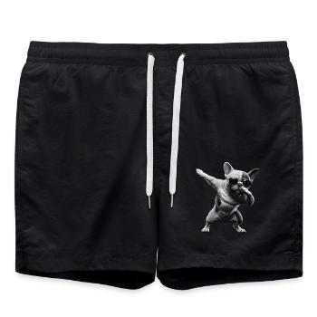 Lustiges Dabbing Hunde Tierliebhaber Dab Bulldogge - Badeshorts - Schwarz - Vorne - AI Model Male 185 light (185cm)