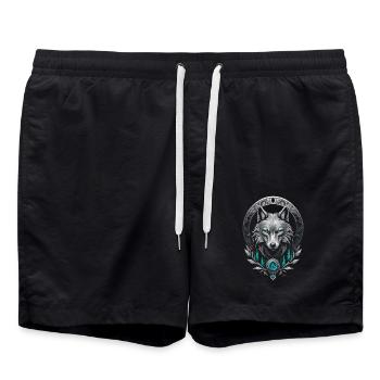 Loup arctique médiéval - Short de bain - noir - Devant - AI Model Male 185 light (185cm)