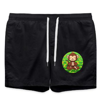 Yoga Monkey Zoo Om Méditer - Short de bain - noir - Devant - AI Model Male 185 light (185cm)