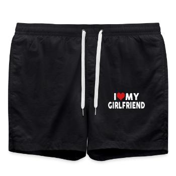 Jahrgang Ich Liebe Meine Freundin Gf I Herz - Badeshorts - Schwarz - Vorne - AI Model Male 185 light (185cm)