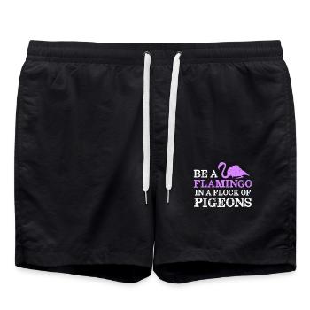 Be A Flamingo In A Flock Of Pigeons Funny Bird - Swim Trunks - black - Front - AI Model Male 185 light (185cm)