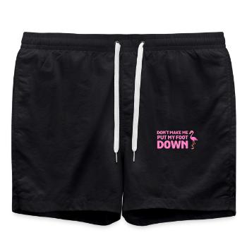 Don't Make Me Put My Foot Down Pink Flamingo Bird - Swim Trunks - black - Front - AI Model Male 185 light (185cm)