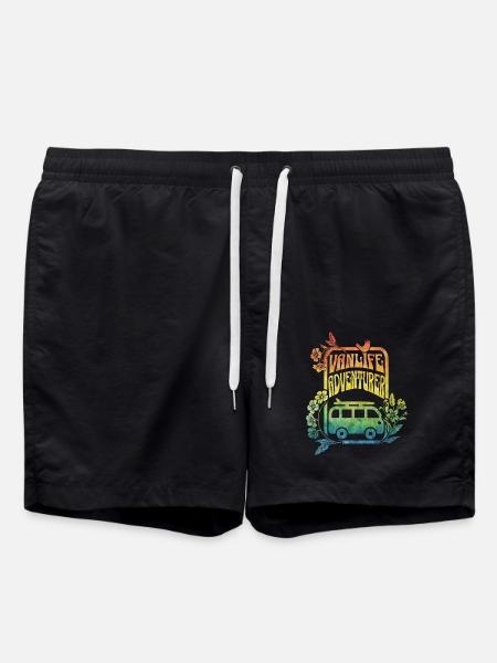 Vanlife - fleurs aux couleurs de l’arc-en-ciel - Short de bain - noir