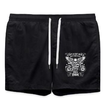 1984 Vintage Motorrad Biker Geburtstag Geboren 1984 - Badeshorts - Schwarz - Vorne - AI Model Male 185 light (185cm)