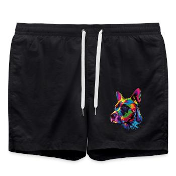 Pitbull Bulldogge Bunte Farben Pitbull Terrier - Badeshorts - Schwarz - Vorne - AI Model Male 185 light (185cm)