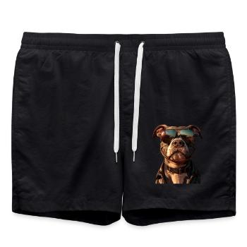 Pitbull Bulldogge Pittie American Pitbull Terrier - Badeshorts - Schwarz - Vorne - AI Model Male 185 light (185cm)