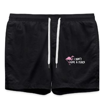 I Don't Give A Flock T-Shirt - Lustiger Flamingo-Vogel - Badeshorts - Schwarz - Vorne - AI Model Male 185 light (185cm)