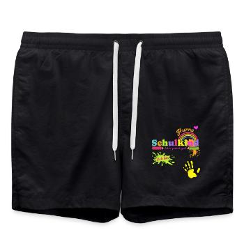 Schulanfang Einschulung Kinder Erster Schultag - Badeshorts - Schwarz - Vorne - AI Model Male 185 light (185cm)