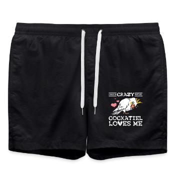 Je suis peut-être folle mais ma calopsitte m’aime - Short de bain - noir - Devant - AI Model Male 185 light (185cm)