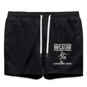 Soccer Team Soccer Player Soccer Design - Swim Trunks - black - Front - AI Model Male 185 light (185cm)