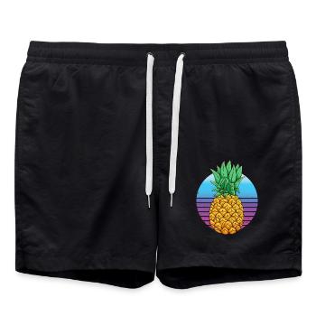 Ananas tropical Rétro coucher de soleil illustration - Short de bain - noir - Devant - AI Model Male 185 light (185cm)