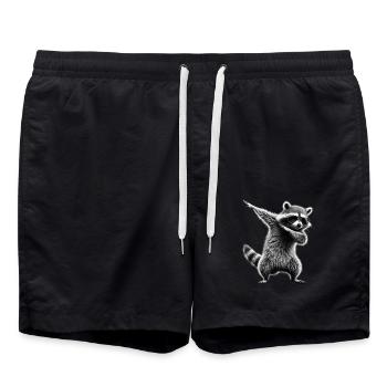 Funny Dabbing Raccoon Farmer Animal Lover Dab - Swim Trunks - black - Front - AI Model Male 185 light (185cm)