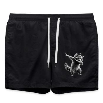 Funny Dabbing Raccoon Farmer Animal Lover Dab - Swim Trunks - black - Front - AI Model Male 185 light (185cm)