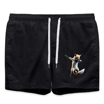 Lustiger Dabbing Fuchs Dance Tierliebhaber Dab - Badeshorts - Schwarz - Vorne - AI Model Male 185 light (185cm)