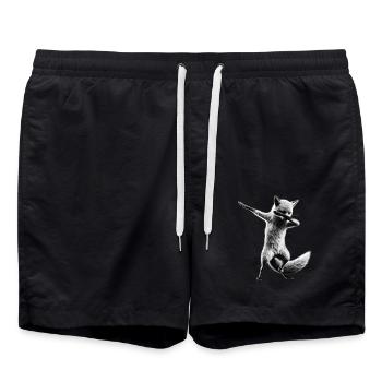 Lustiger Dabbing Fuchs Dance Tierliebhaber Dab - Badeshorts - Schwarz - Vorne - AI Model Male 185 light (185cm)