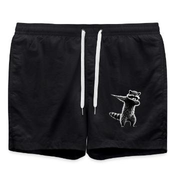 drôle dabbing raton laveur agriculteur amoureux des animaux dab - Short de bain - noir - Devant - AI Model Male 185 light (185cm)