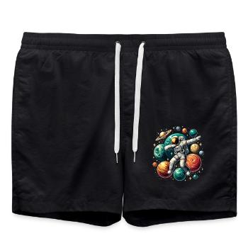 Astronaute Dabbing Planètes Astronaute Science Espace - Short de bain - noir - Devant - AI Model Male 185 light (185cm)