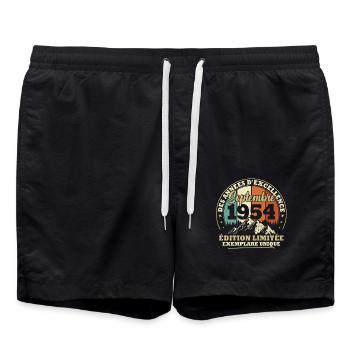 Vintage September 1954 Vintage Anniversary Gift - Swim Trunks - black - Front - AI Model Male 185 light (185cm)