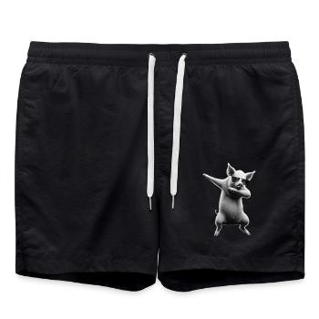 drôle dabbing cochon agriculteur amoureux des animaux dab - Short de bain - noir - Devant - AI Model Male 185 light (185cm)