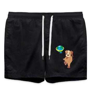Puppy with balloon - Swim Trunks - black - Front - AI Model Male 185 light (185cm)