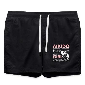 Aikido hit like a girl - Swim Trunks - black - Front - AI Model Male 185 light (185cm)