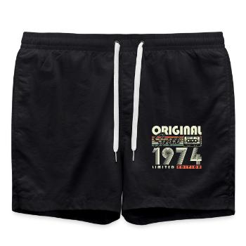 Original depuis 1974 Cadeau d’anniversaire vintage - Short de bain - noir - Devant - AI Model Male 185 light (185cm)