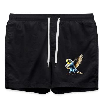 Drôle Dabbing Perruche Oiseau Amoureux des animaux - Short de bain - noir - Devant - AI Model Male 185 light (185cm)