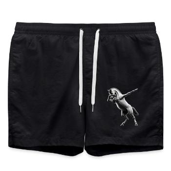 Funny Dabbing Horse Dancing Animal Lover Dab - Swim Trunks - black - Front - AI Model Male 185 light (185cm)