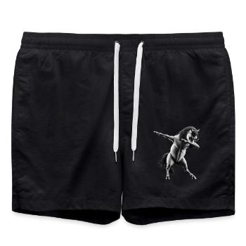 Funny Dabbing Horse Dancing Animal Lover Dab - Swim Trunks - black - Front - AI Model Male 185 light (185cm)