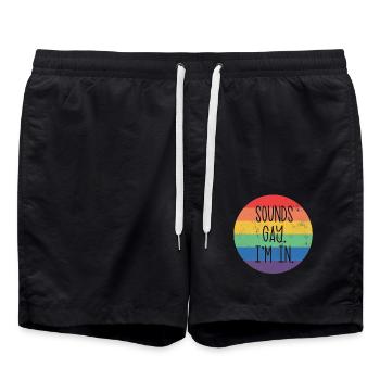 Sons gays Je suis dans la Gay Pride LGBTQ Rainbow Pride - Short de bain - noir - Devant - AI Model Male 185 light (185cm)