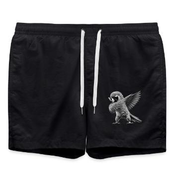 Funny Dabbing Parrot Bird Animal Lover Bird - Swim Trunks - black - Front - AI Model Male 185 light (185cm)