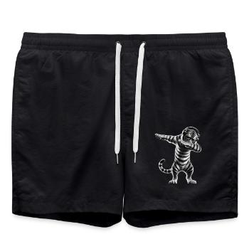 Funny Dabbing Tiger Wildlife Animal Lover - Swim Trunks - black - Front - AI Model Male 185 light (185cm)
